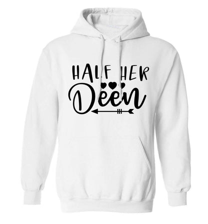 Half her deen adults unisex white hoodie 2XL