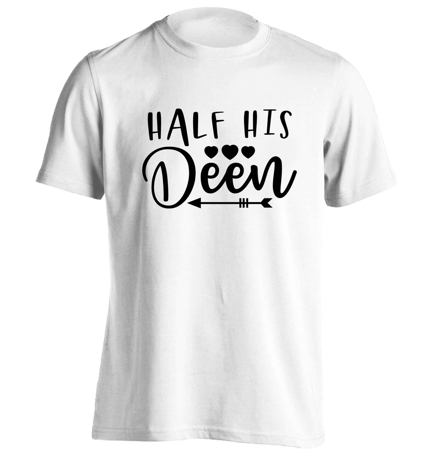 Half his deen adults unisex white Tshirt 2XL