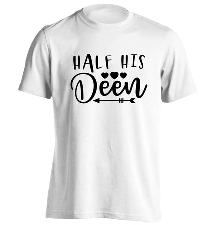 Half his deen adults unisex white Tshirt 2XL