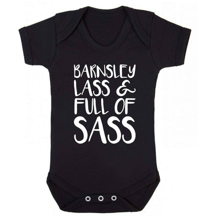 Barnsley lass and full of sass Baby Vest black 18-24 months