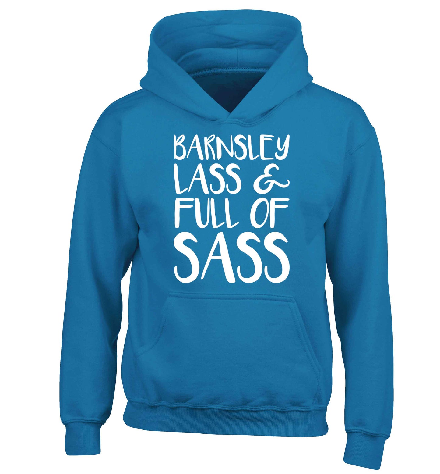 Barnsley lass and full of sass children's blue hoodie 12-13 Years