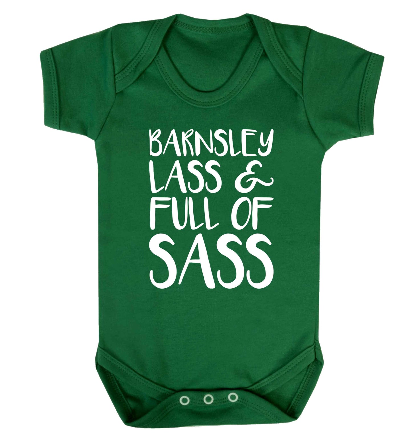 Barnsley lass and full of sass Baby Vest green 18-24 months
