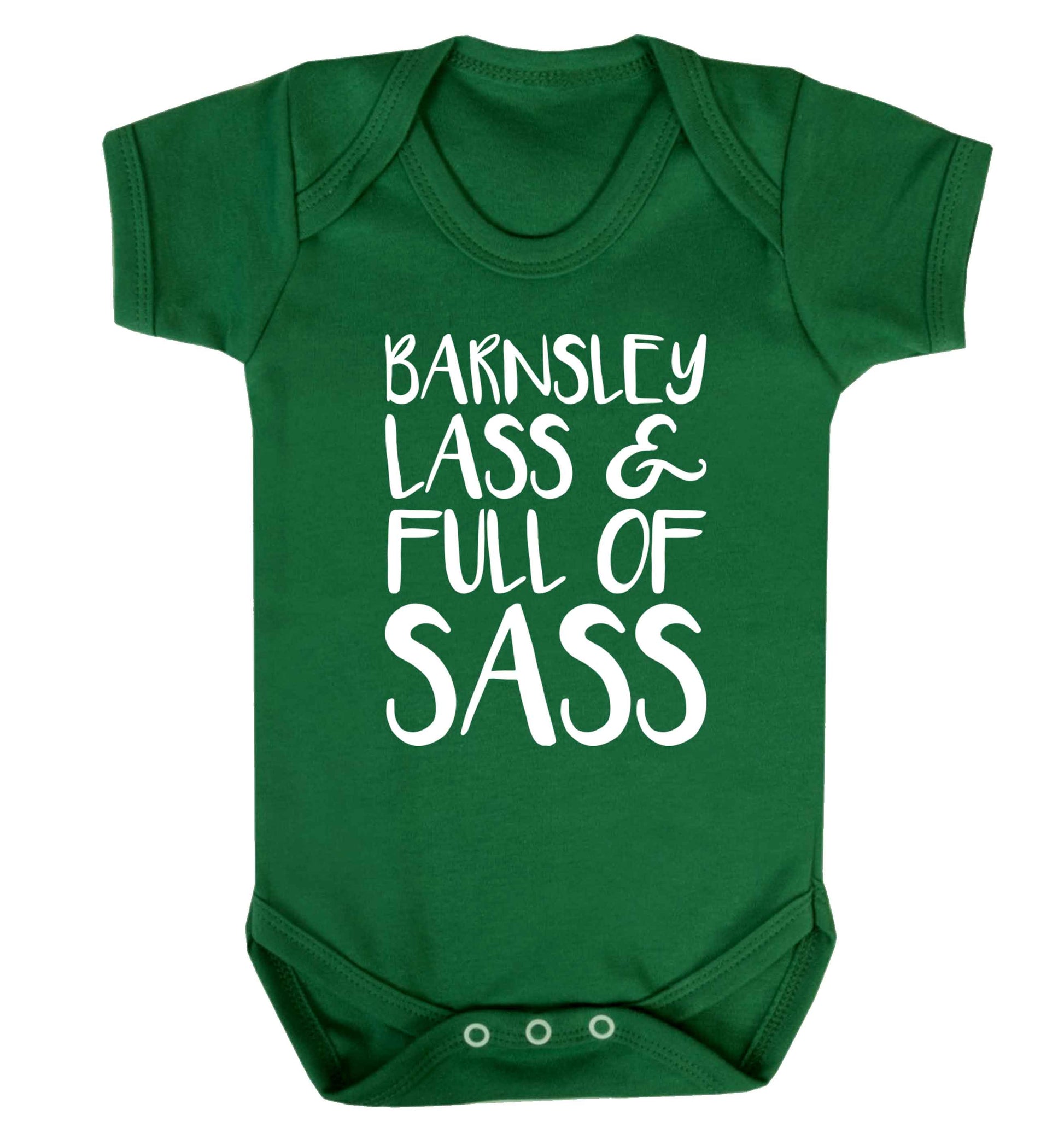 Barnsley lass and full of sass Baby Vest green 18-24 months