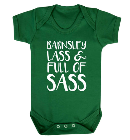 Barnsley lass and full of sass Baby Vest green 18-24 months
