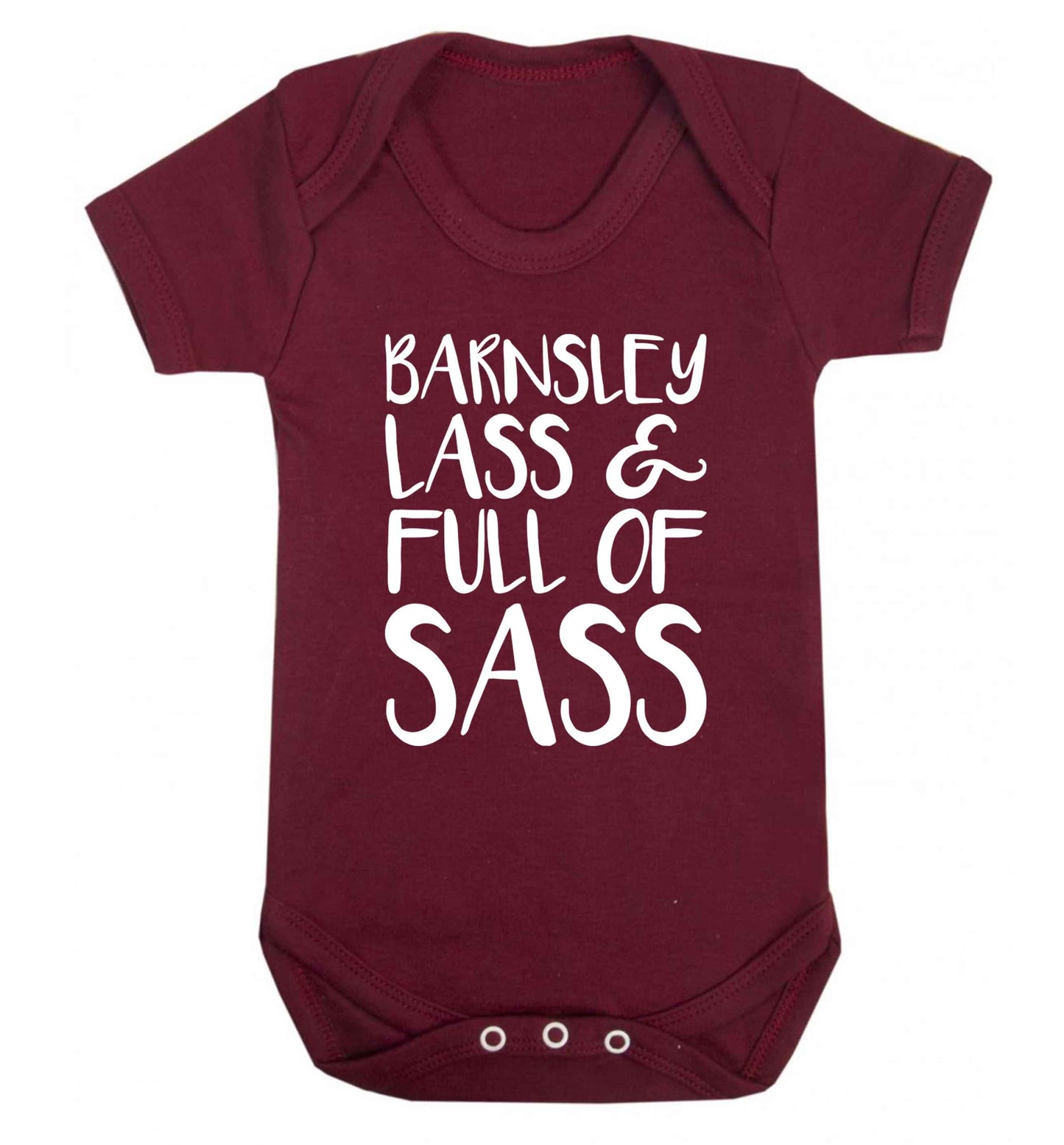 Barnsley lass and full of sass Baby Vest maroon 18-24 months