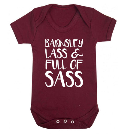 Barnsley lass and full of sass Baby Vest maroon 18-24 months
