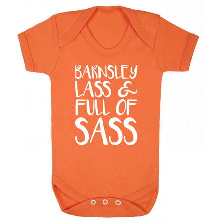 Barnsley lass and full of sass Baby Vest orange 18-24 months