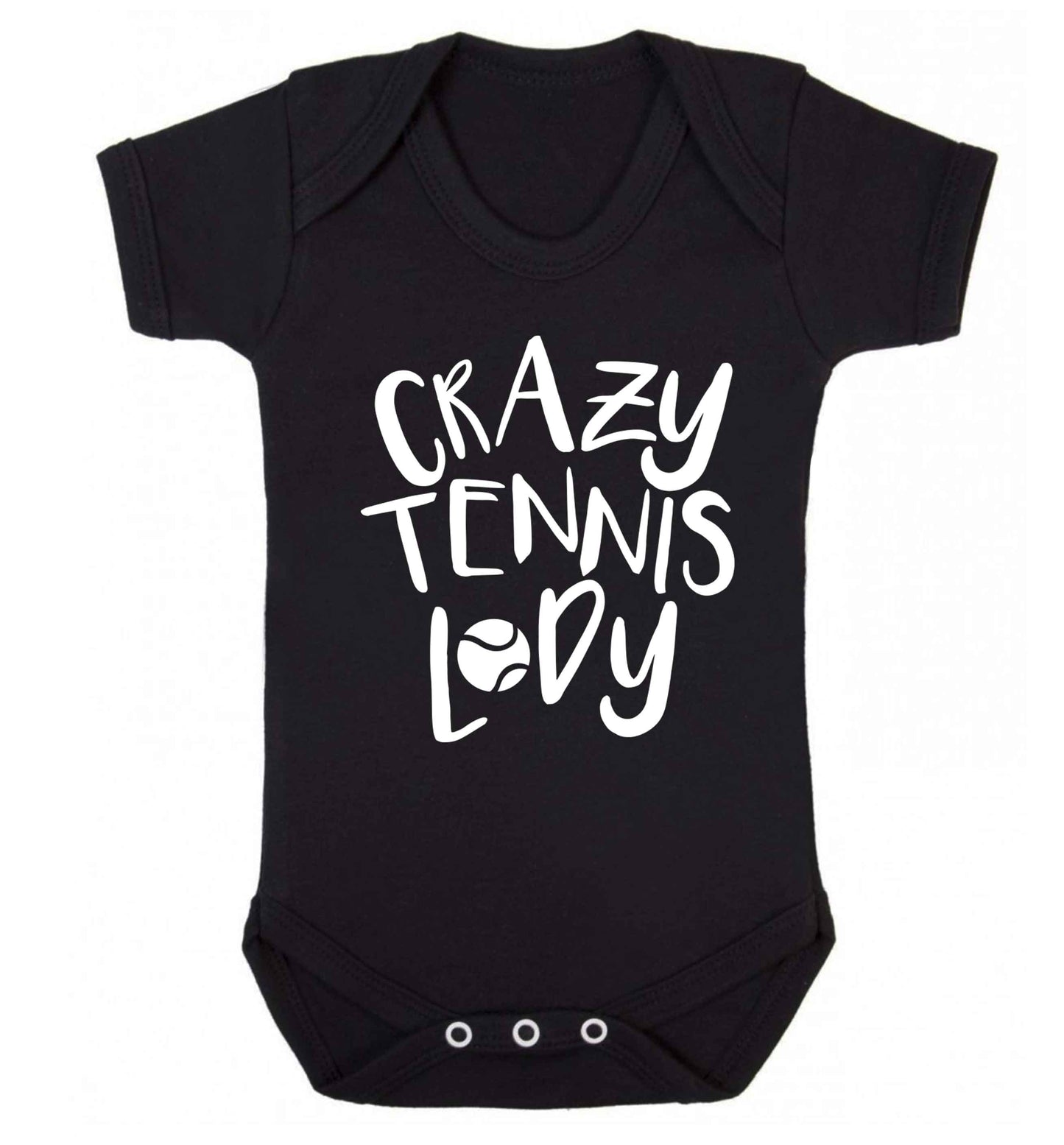Crazy tennis lady Baby Vest black 18-24 months