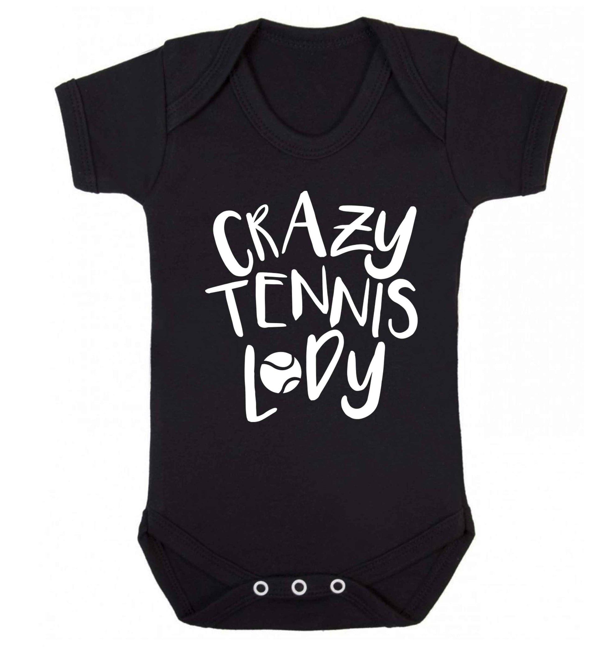 Crazy tennis lady Baby Vest black 18-24 months