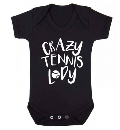 Crazy tennis lady Baby Vest black 18-24 months
