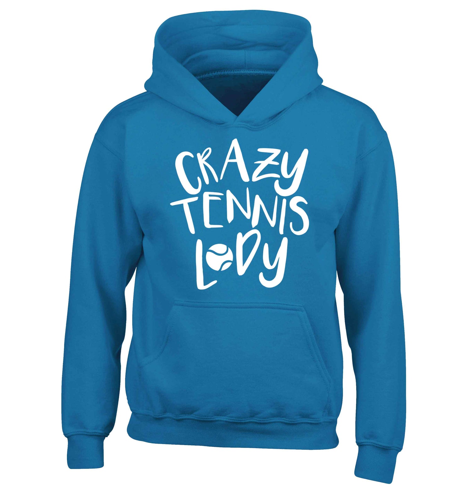 Crazy tennis lady children's blue hoodie 12-13 Years