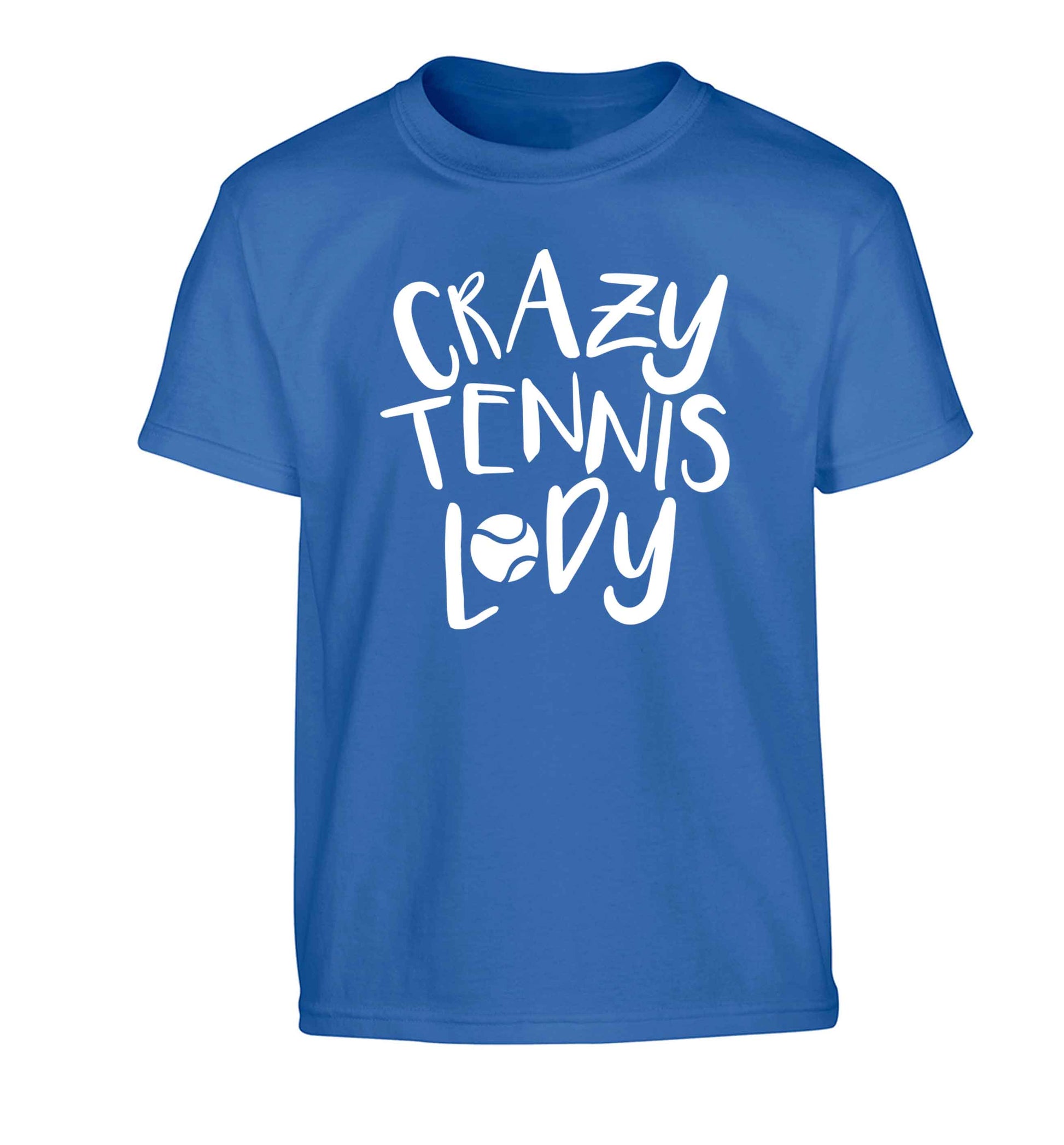 Crazy tennis lady Children's blue Tshirt 12-13 Years