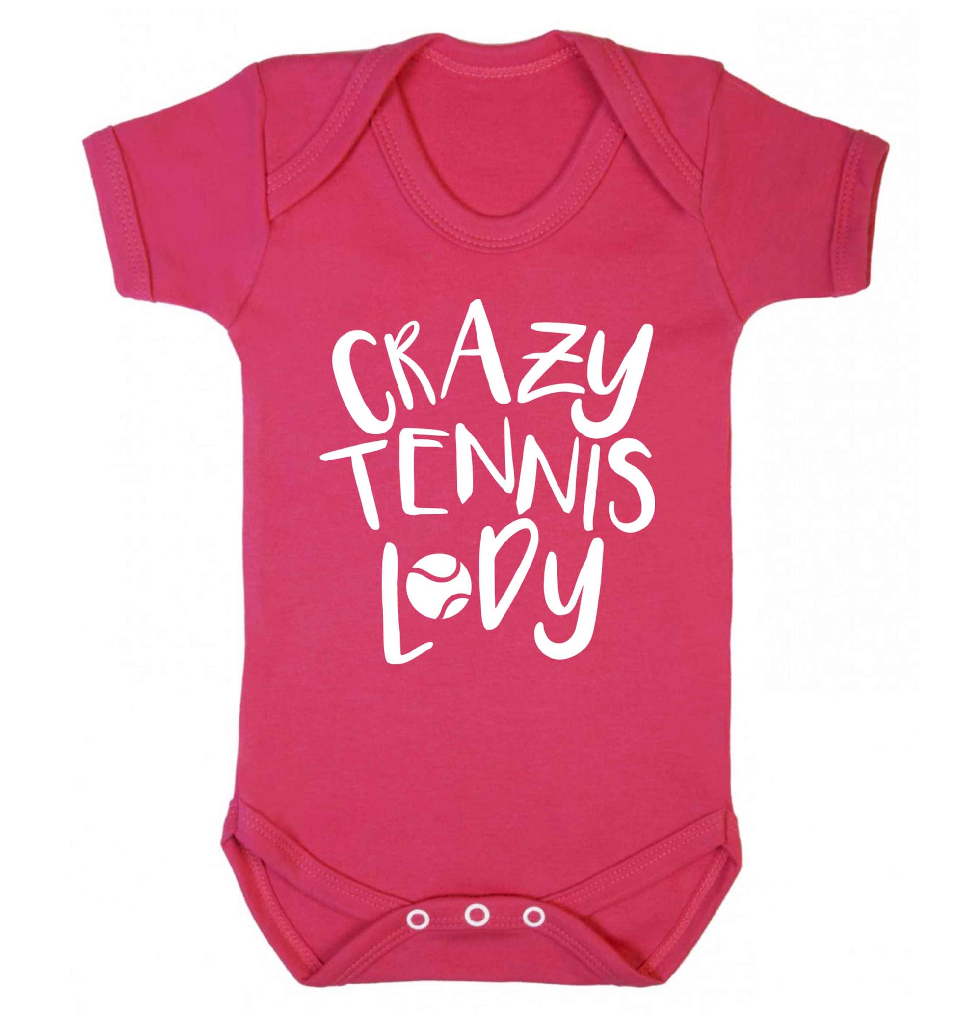 Crazy tennis lady Baby Vest dark pink 18-24 months
