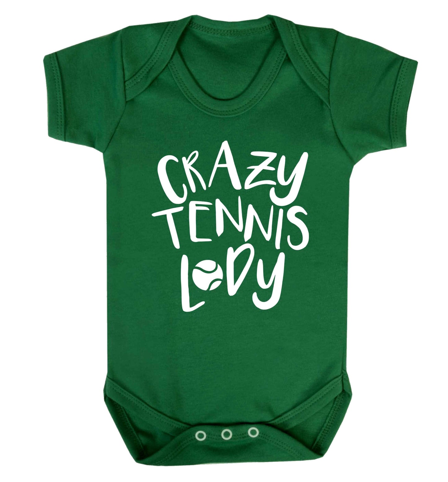 Crazy tennis lady Baby Vest green 18-24 months