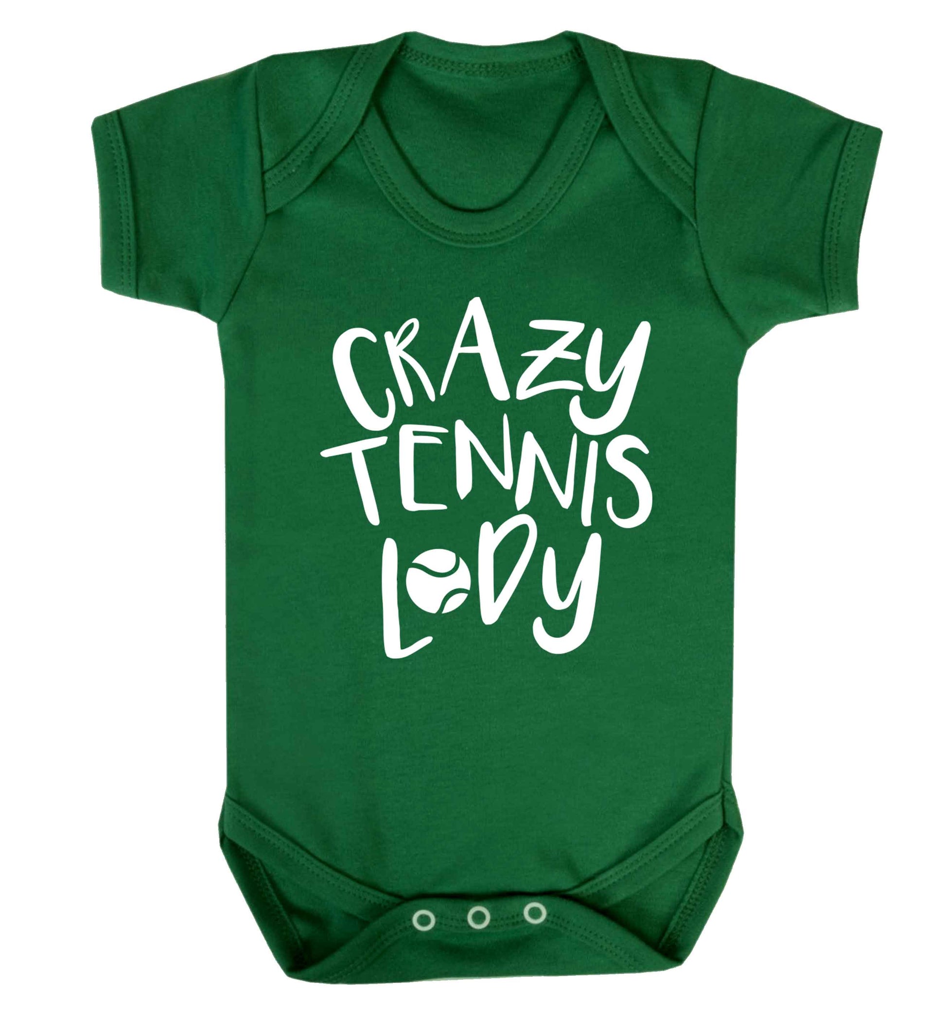Crazy tennis lady Baby Vest green 18-24 months