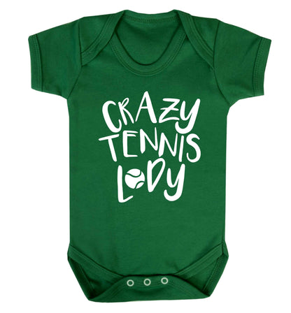 Crazy tennis lady Baby Vest green 18-24 months