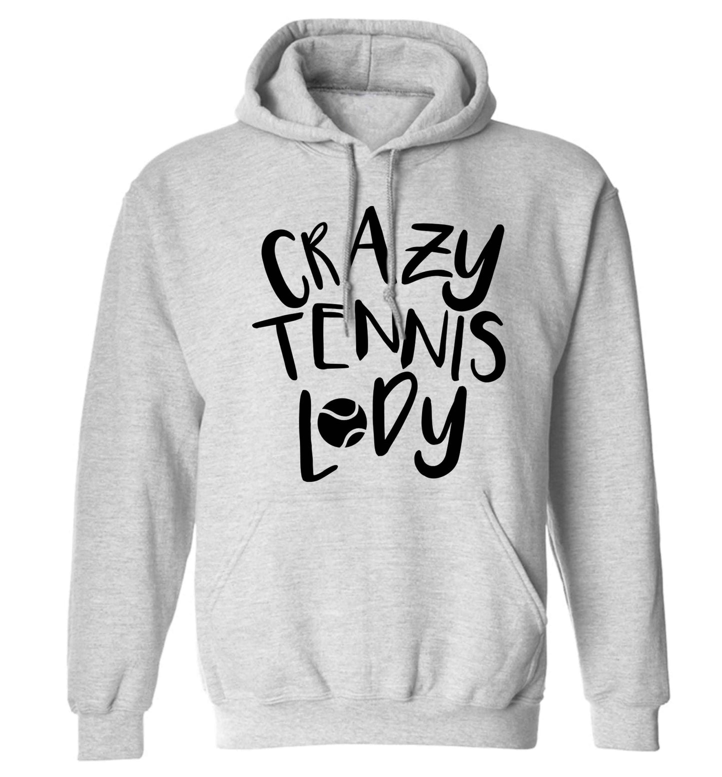 Crazy tennis lady adults unisex grey hoodie 2XL