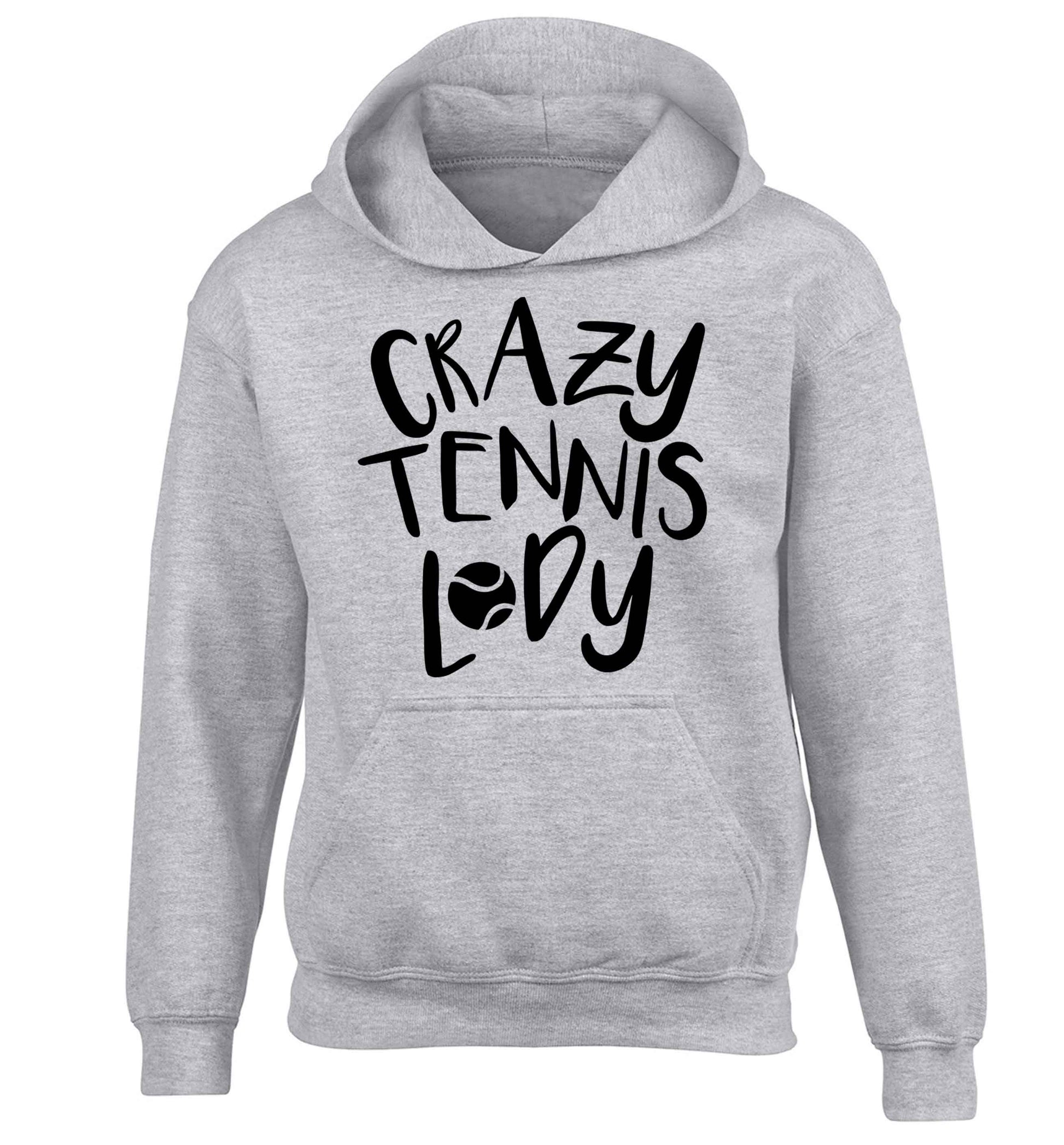 Crazy tennis lady children's grey hoodie 12-13 Years