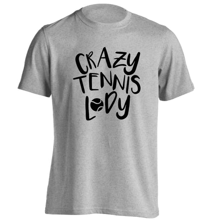 Crazy tennis lady adults unisex grey Tshirt 2XL