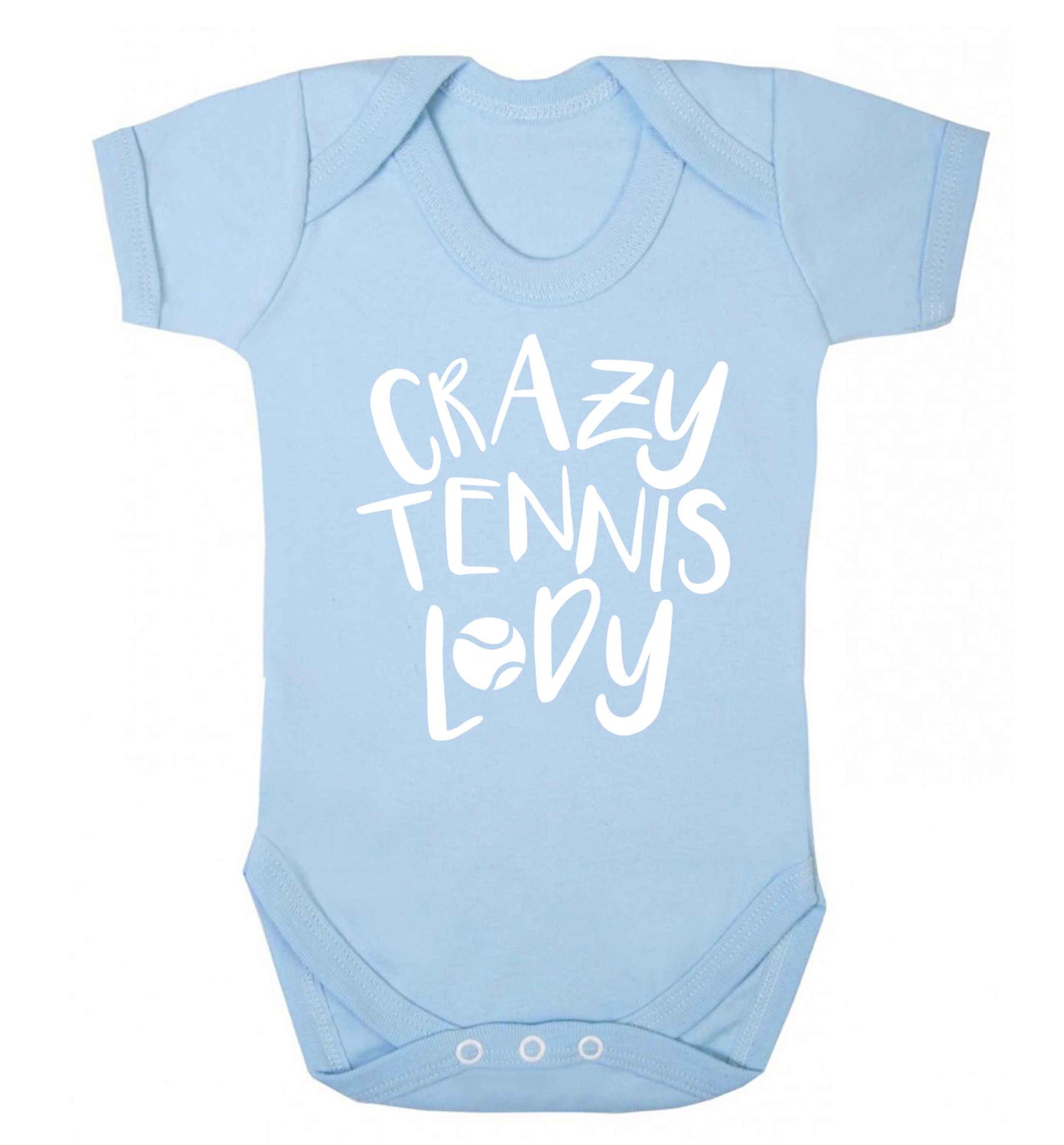 Crazy tennis lady Baby Vest pale blue 18-24 months