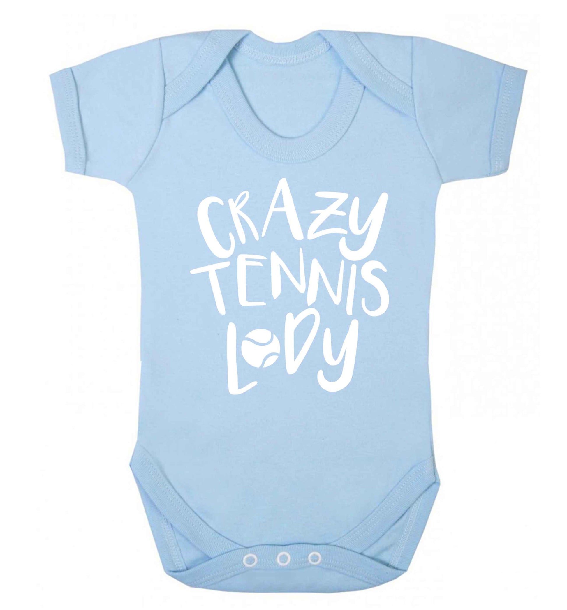 Crazy tennis lady Baby Vest pale blue 18-24 months