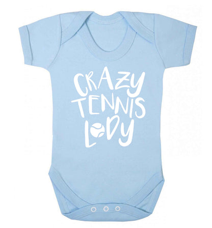 Crazy tennis lady Baby Vest pale blue 18-24 months