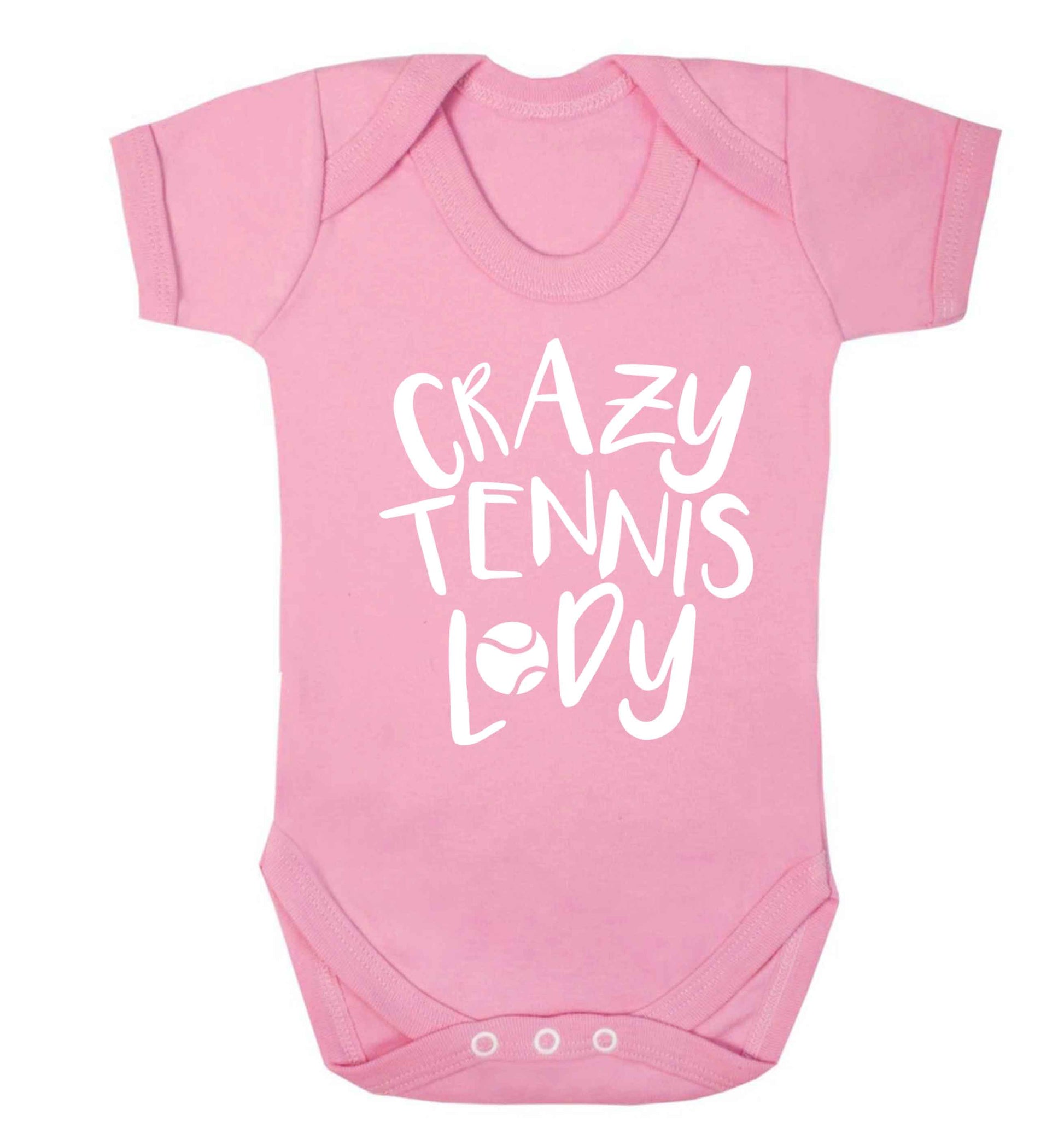Crazy tennis lady Baby Vest pale pink 18-24 months