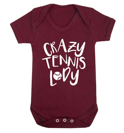 Crazy tennis lady Baby Vest maroon 18-24 months
