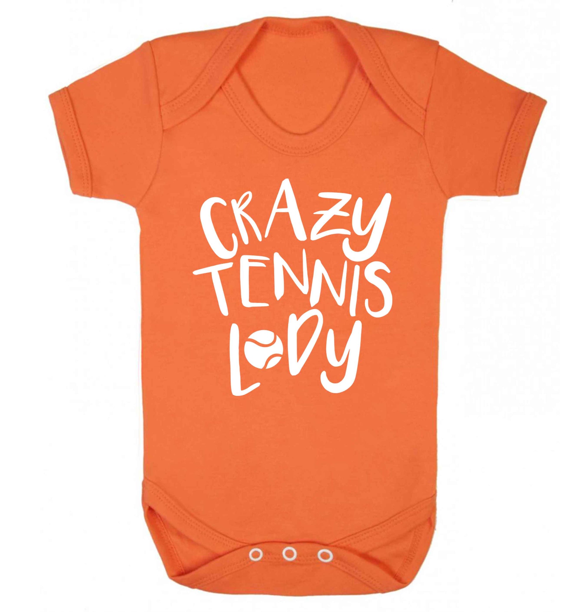 Crazy tennis lady Baby Vest orange 18-24 months