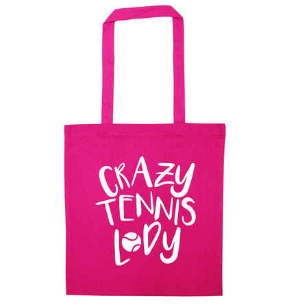 Crazy tennis lady pink tote bag