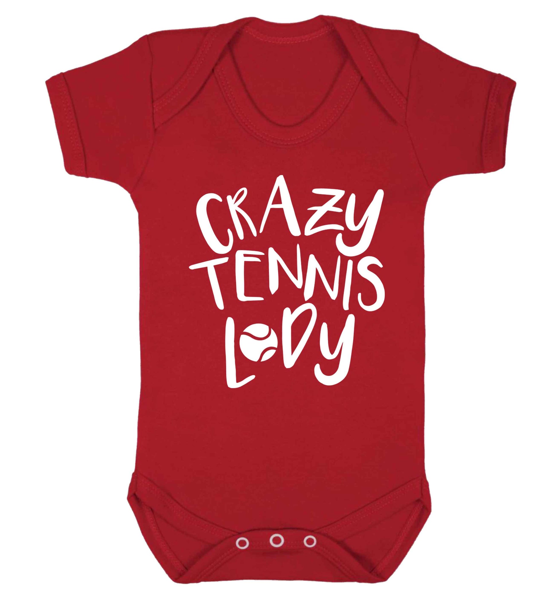 Crazy tennis lady Baby Vest red 18-24 months