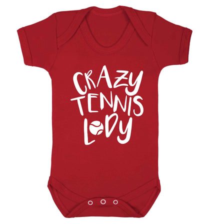 Crazy tennis lady Baby Vest red 18-24 months