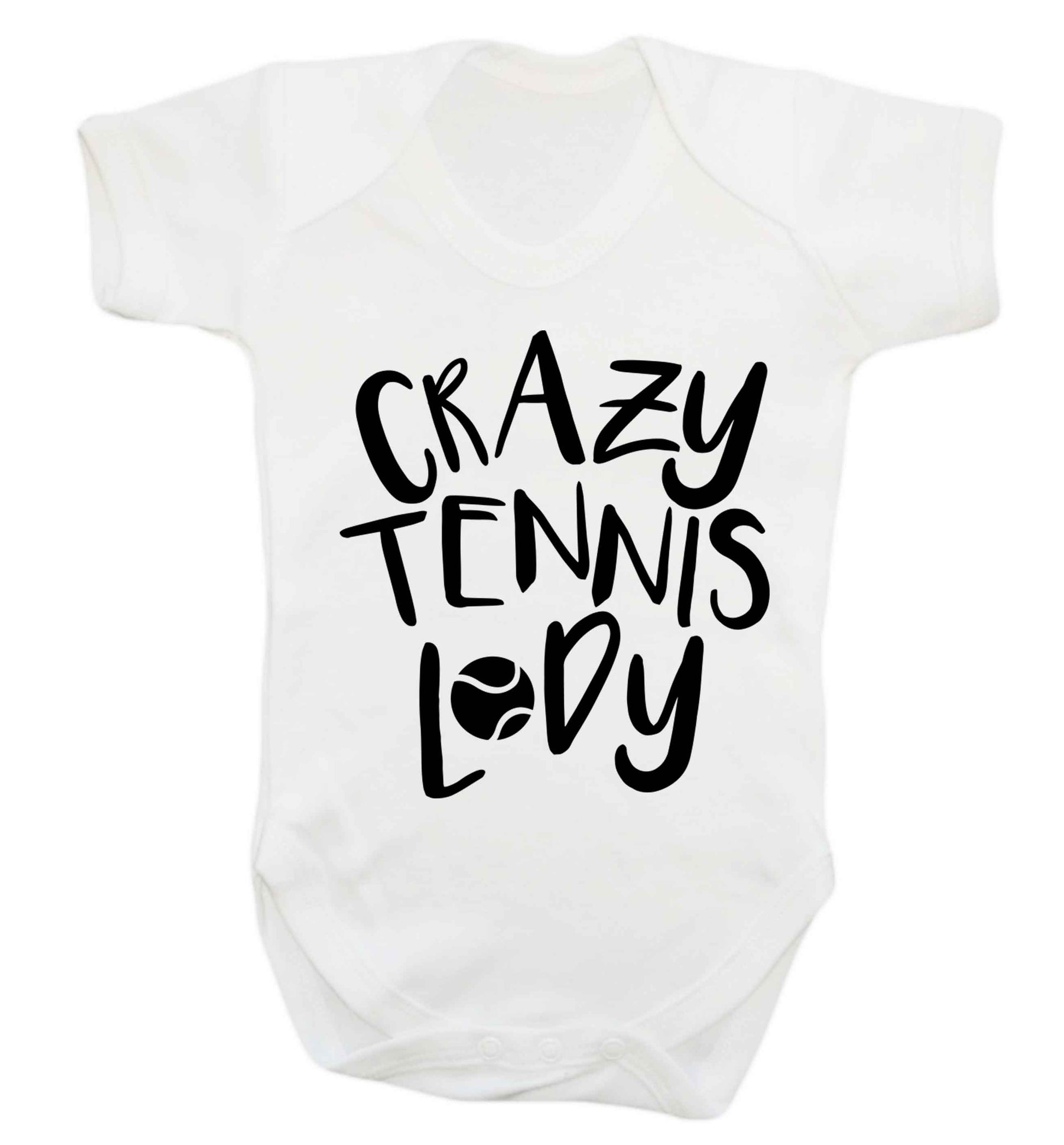 Crazy tennis lady Baby Vest white 18-24 months