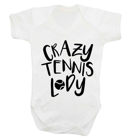 Crazy tennis lady Baby Vest white 18-24 months