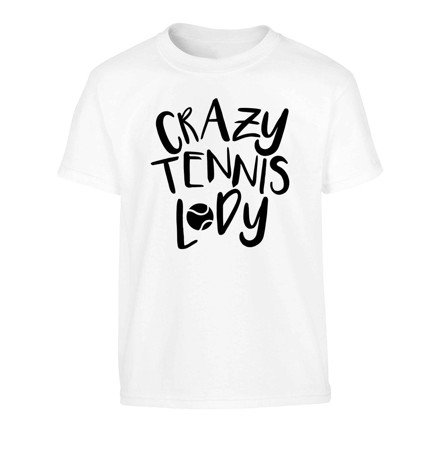 Crazy tennis lady Children's white Tshirt 12-13 Years