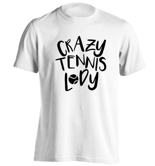 Crazy tennis lady adults unisex white Tshirt 2XL