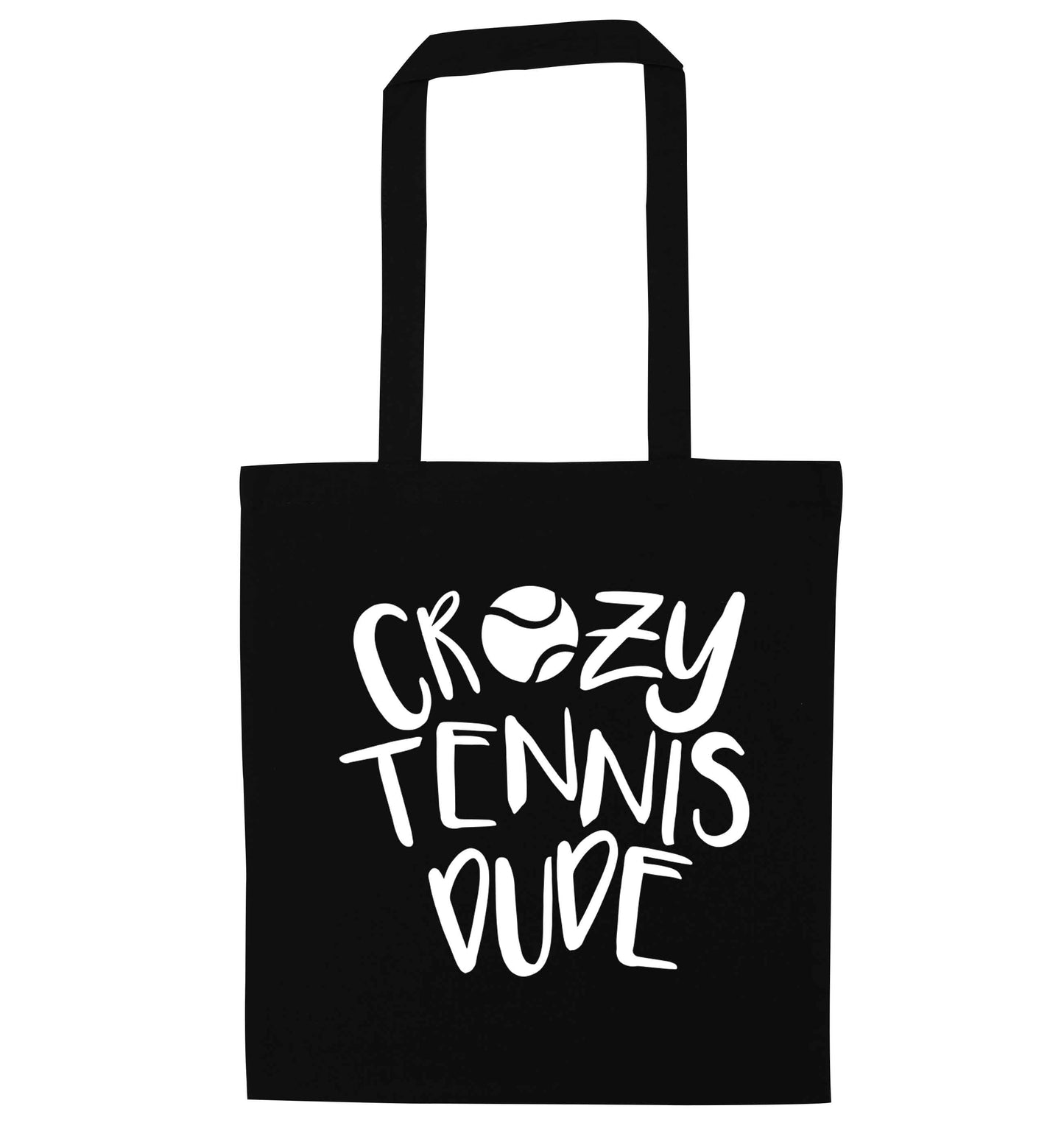 Crazy tennis dude black tote bag