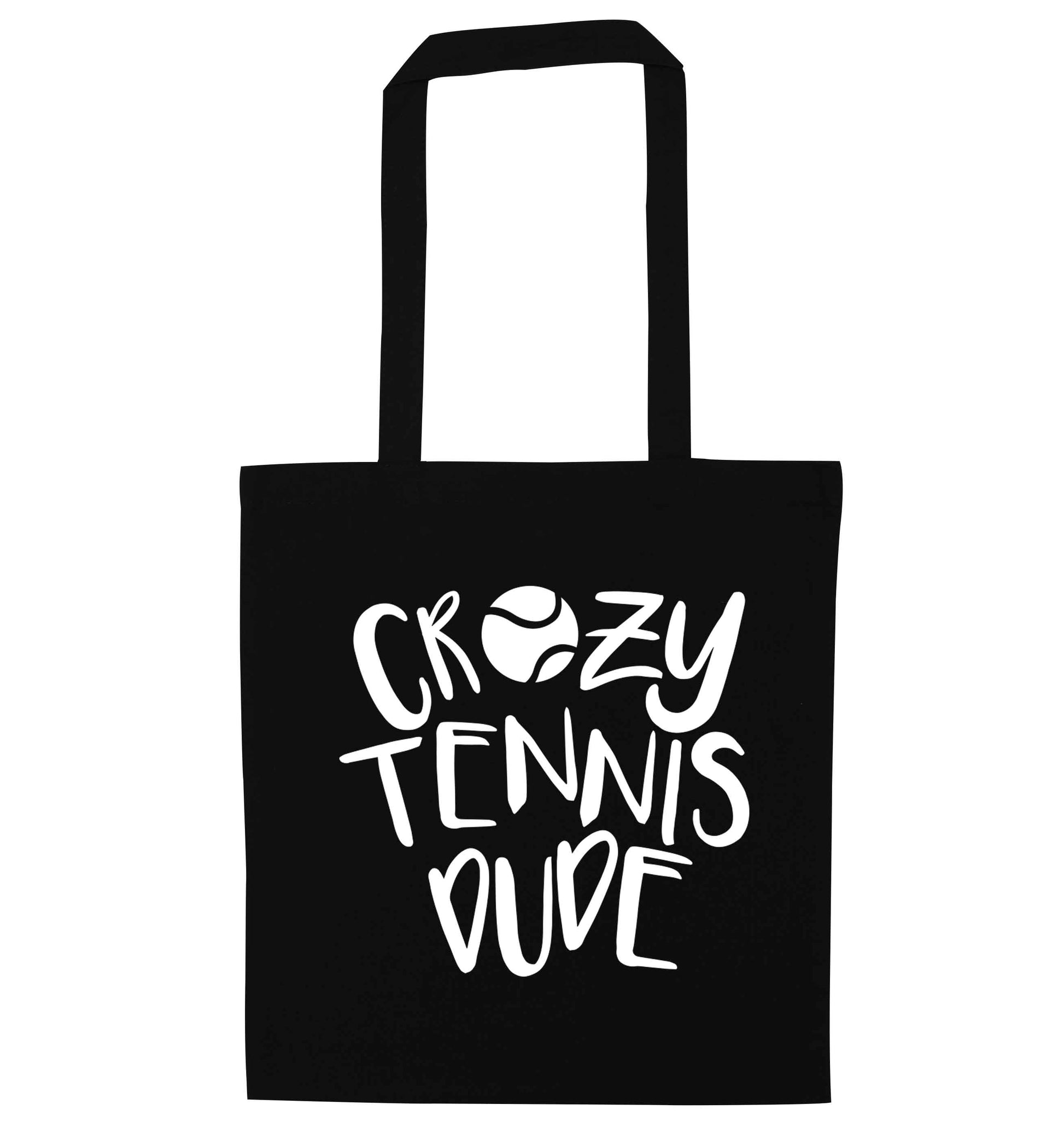Crazy tennis dude black tote bag