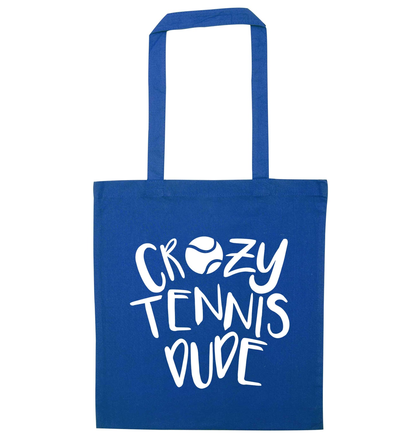 Crazy tennis dude blue tote bag