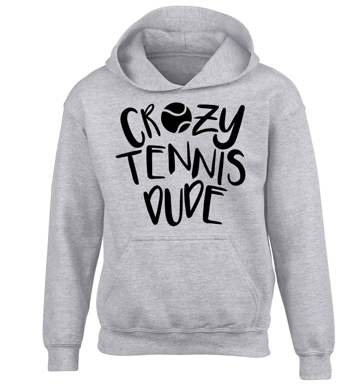 Crazy tennis dude children's grey hoodie 12-13 Years
