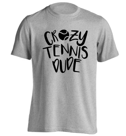 Crazy tennis dude adults unisex grey Tshirt 2XL