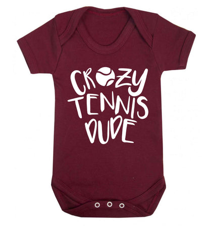 Crazy tennis dude Baby Vest maroon 18-24 months