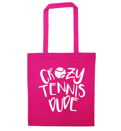Crazy tennis dude pink tote bag
