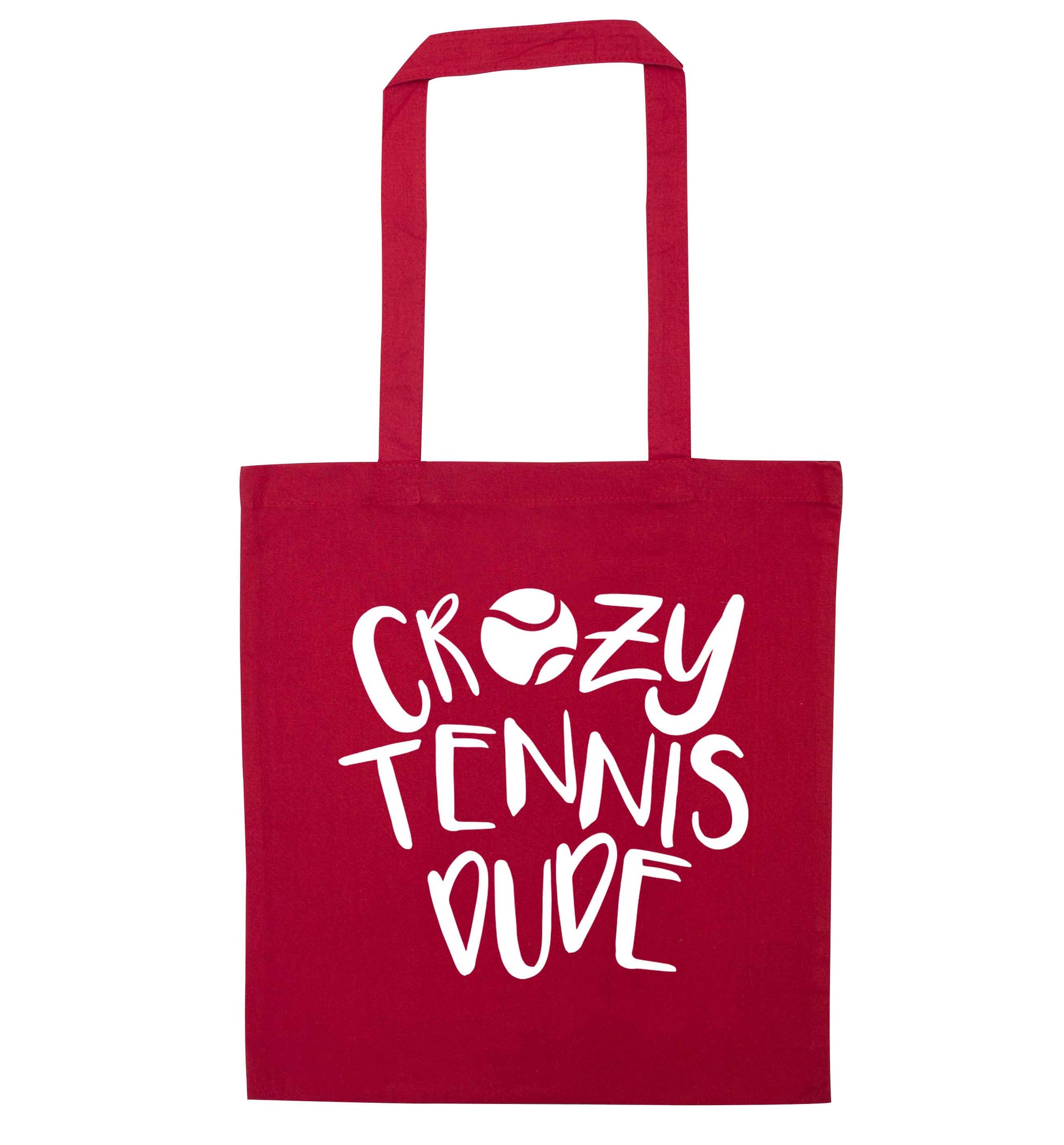 Crazy tennis dude red tote bag