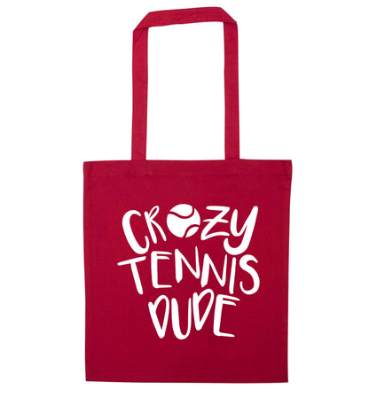 Crazy tennis dude red tote bag
