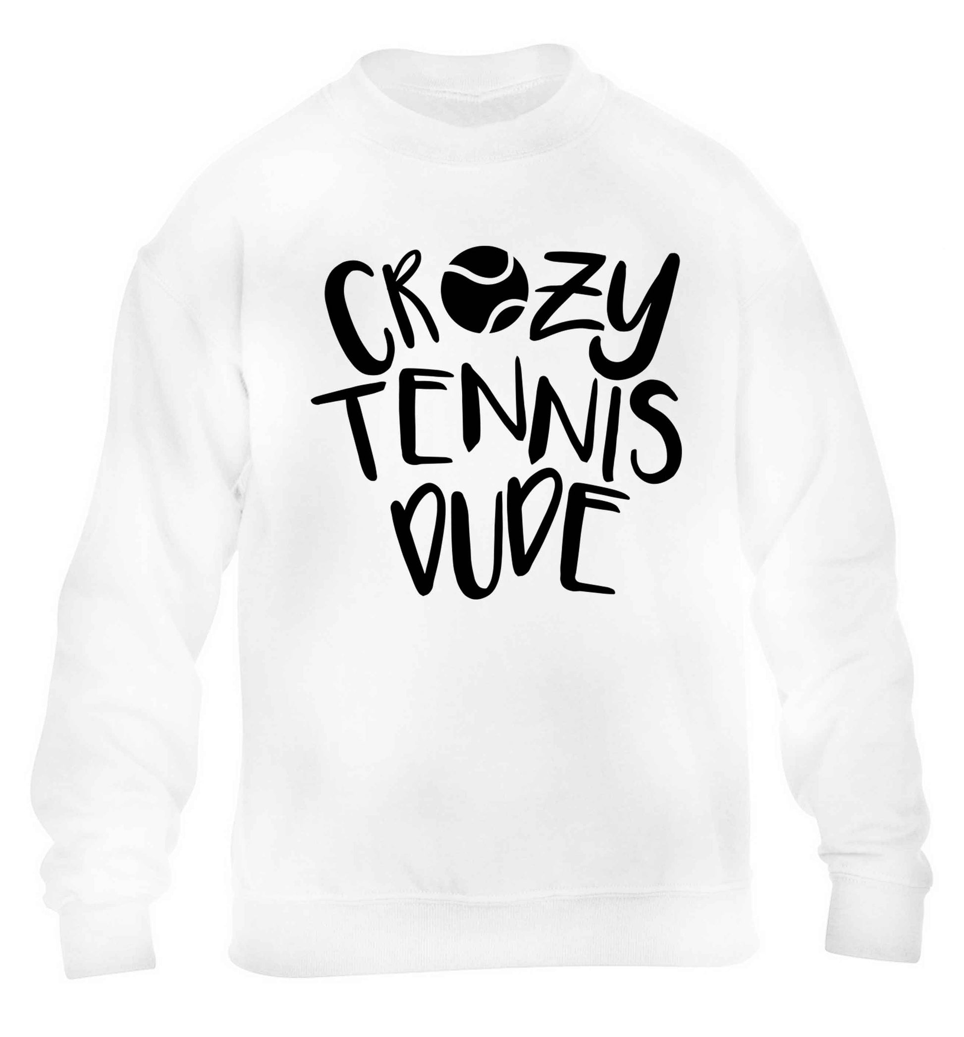 Crazy tennis dude children's white sweater 12-13 Years