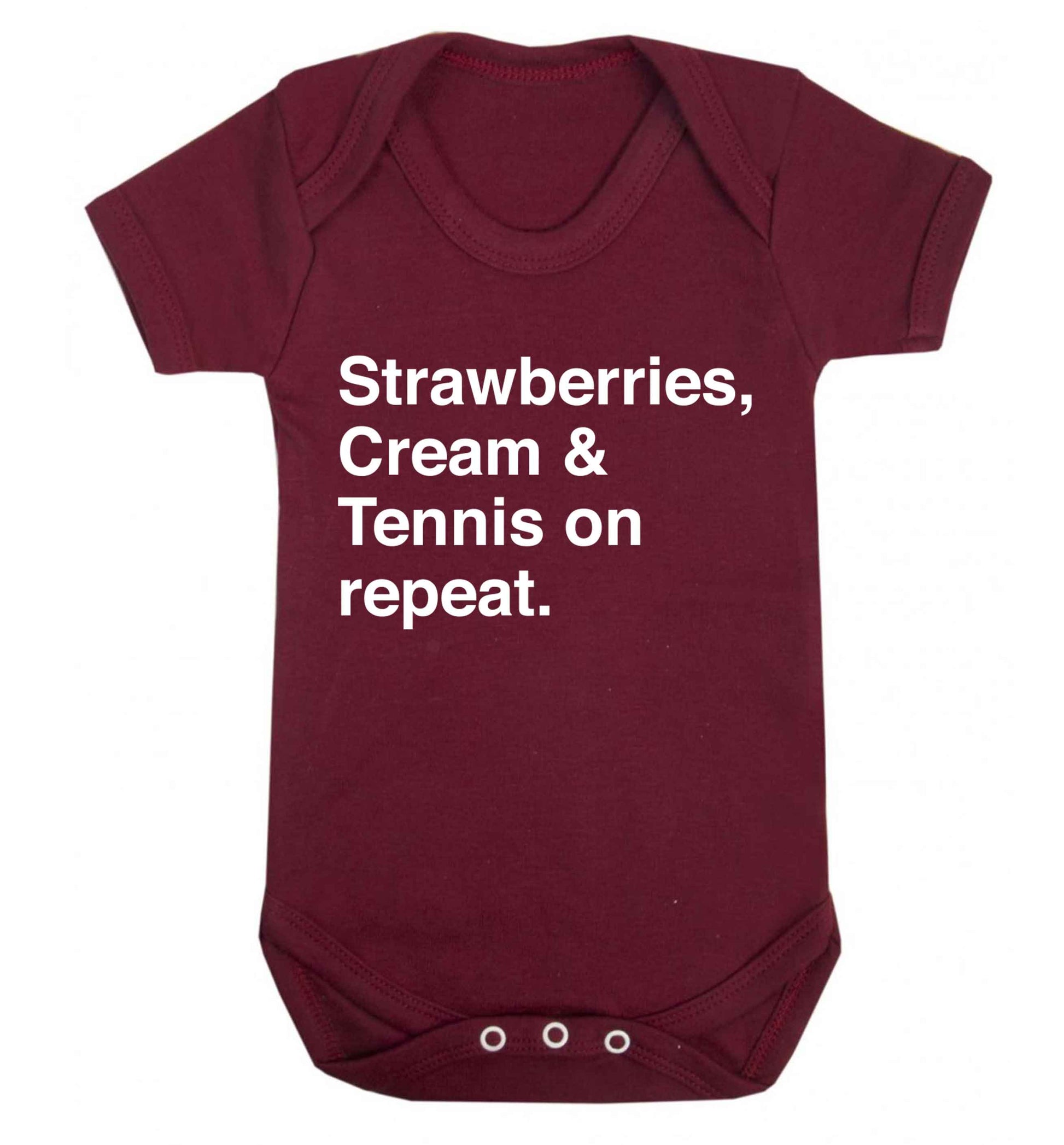 Strawberries, cream and tennis on repeat Baby Vest maroon 18-24 months