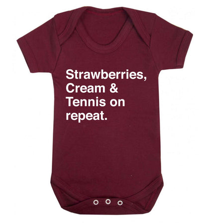 Strawberries, cream and tennis on repeat Baby Vest maroon 18-24 months