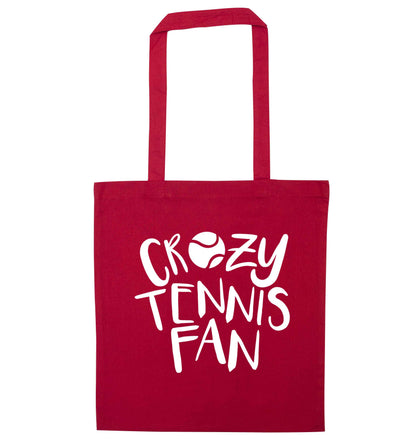 Crazy tennis fan red tote bag