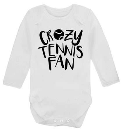 Crazy tennis fan Baby Vest long sleeved white 6-12 months